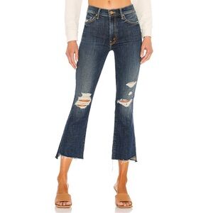 MOTHER Denim The Insider Crop Step Fray Jeans Wicked Wildflower Kick Flare Sz 28